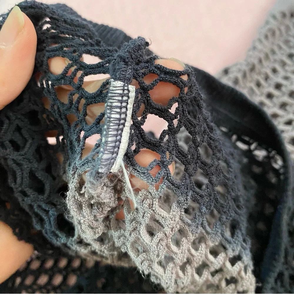 Cool Net Overshirt Sweater Oversized Knit Mesh Thermal Longsleeve Ombré Blouse
